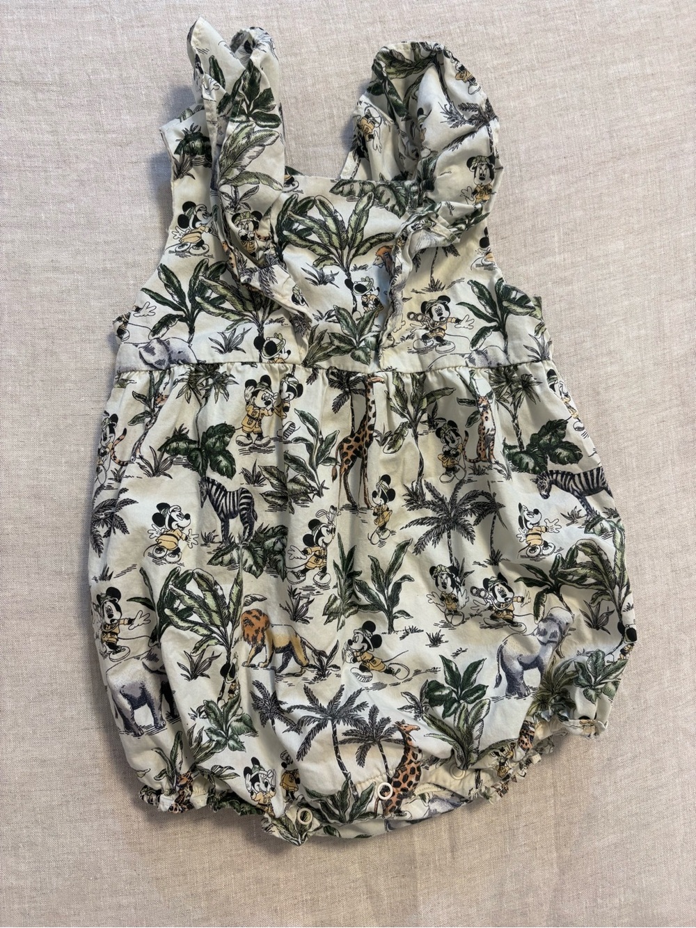 Janie and Jack x Disney Mickey Mouse Safari Bubble Romper 12-18M